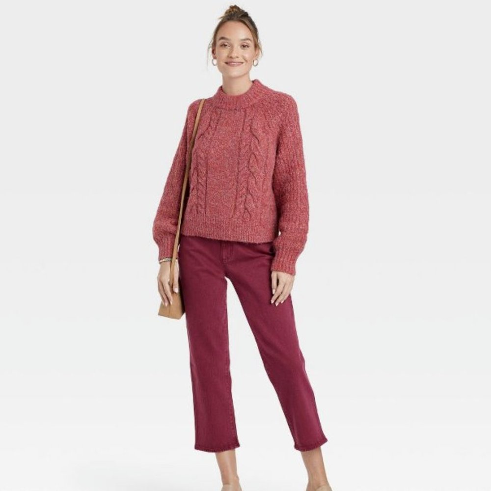 Universal Thread Women's Red Long Sleeve Mock Turtle Neck Sweater NWT